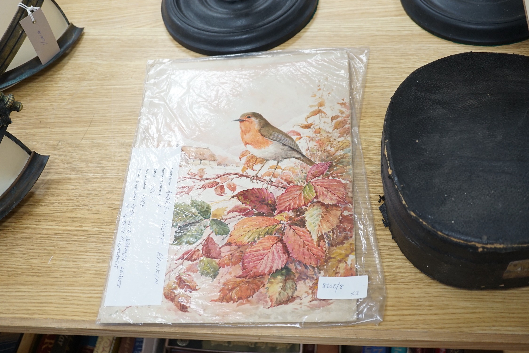Andrew Scott-Rankin (1868-1942) and George Rankin (1864-1937), three watercolours, Studies of a Robin, Golden Eagle and Kestrel, signed, 36 x 26cm, unframed